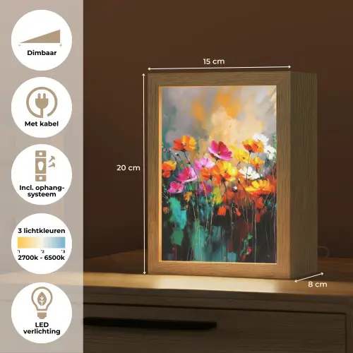 Felgekleurd - Bloemblaadjes - Abstract Light Box met kabel (Tafellamp) klein -USP_NL