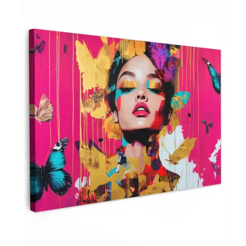 Vrouw - Abstract - Kleurrijk canvas 2cm klein -z3d