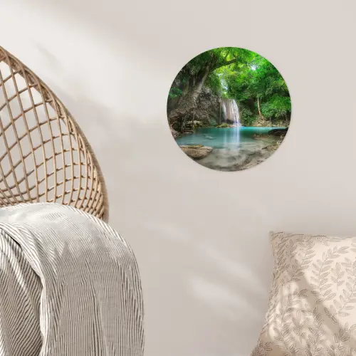 Jungle - Waterval - Planten - Water - Natuur Wandcirkel behangsticker klein -sfeer4