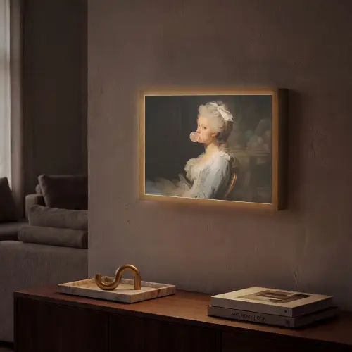 Vrouw - Barokjurk - Kauwgom Light Box met batterij (Wandlamp) middel -sfeer1