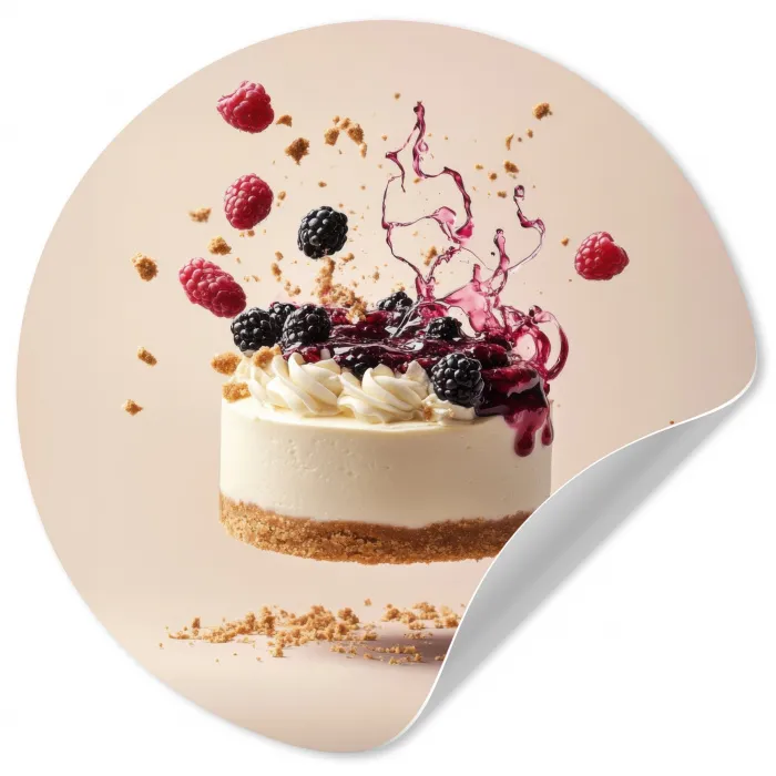 Cheesecake - Eten - Roze - Taart Wandcirkel behangsticker klein -3d