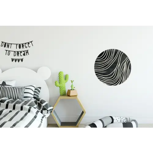 Lijnen - Patroon - Abstract - Wit Wandcirkel aluminium klein -kinderkamer