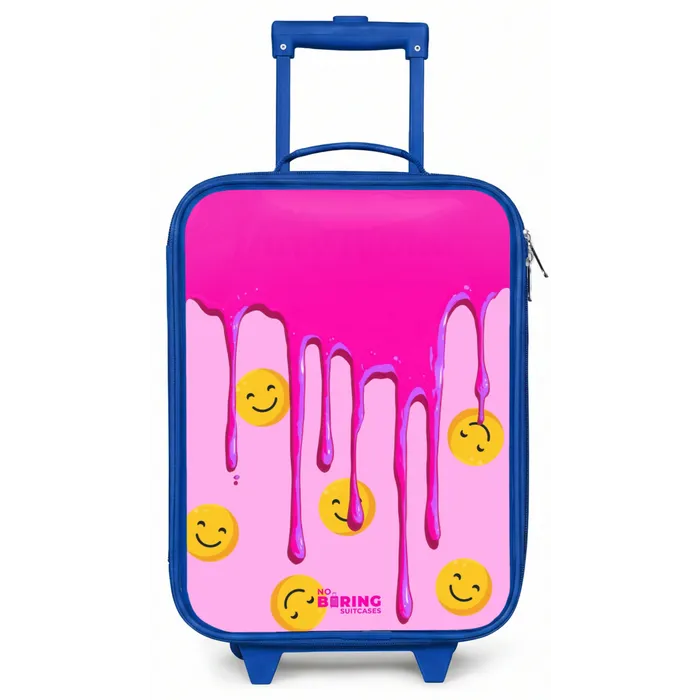 Verf - Smiley - Roze Kinderkoffer - Blauw klein -zz3dotto