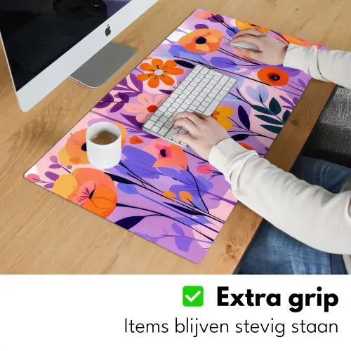 Bloemen - Kleurrijk - Bladeren Muismat XXL klein -sfeer3