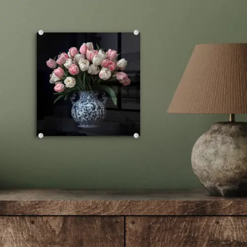 Bloemen - Roze - Tulpen - Vaas plexiglas 5mm klein -sfeer3