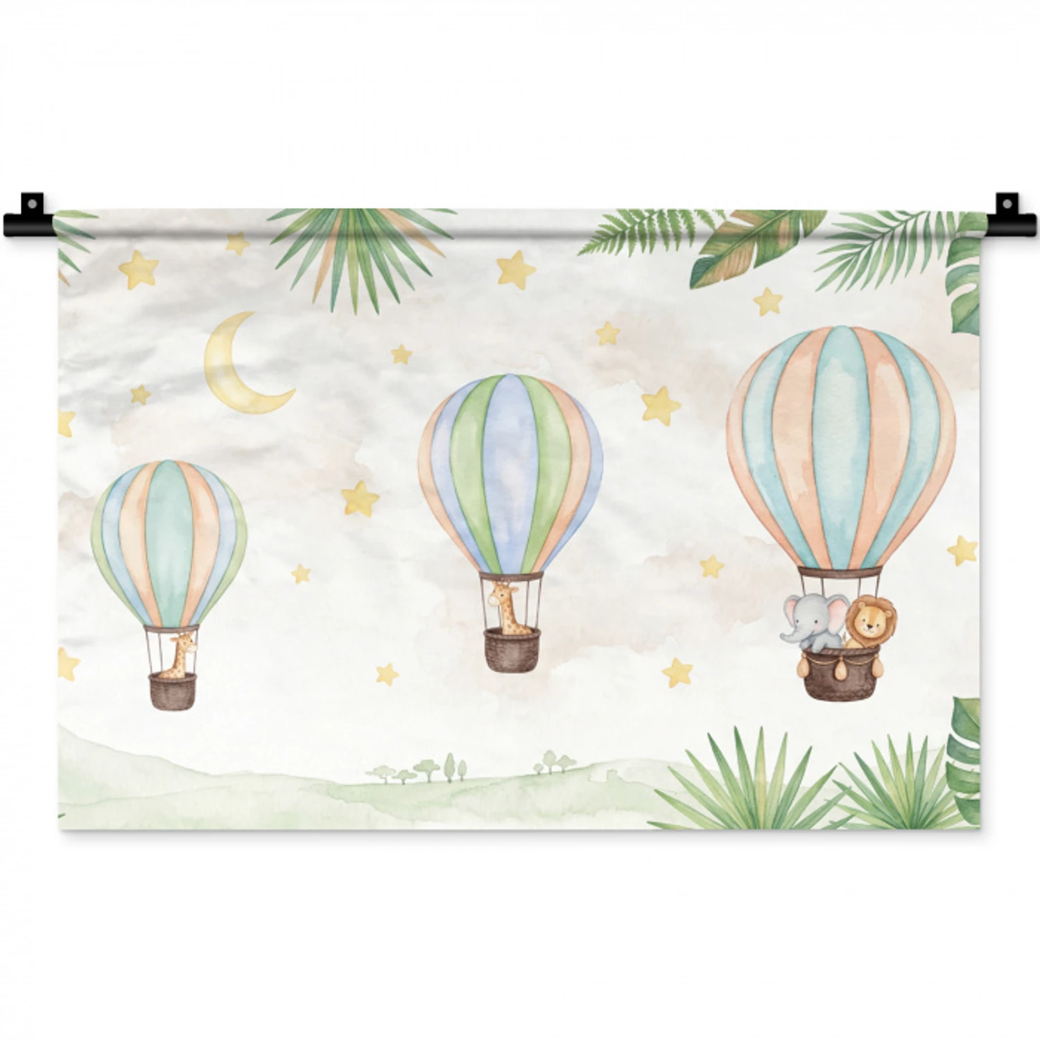 Aquarel - Luchtballonnen - Pastel Wandkleed katoen klein -zz3d