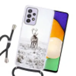 Rendier - Gewei - Sneeuw - Winter Hoesje Samsung Galaxy A52 5G met koord klein -sfeer1