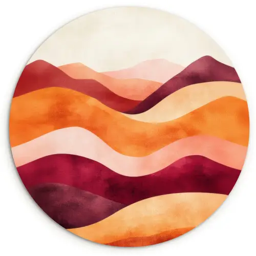 Abstract - Landschap - Golven Wandcirkel kunststof plaat 5mm dik klein -3d