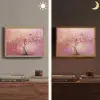 Boom - Roze - Goud - Modern Light Box met batterij (Wandlamp) middel -sfeer3