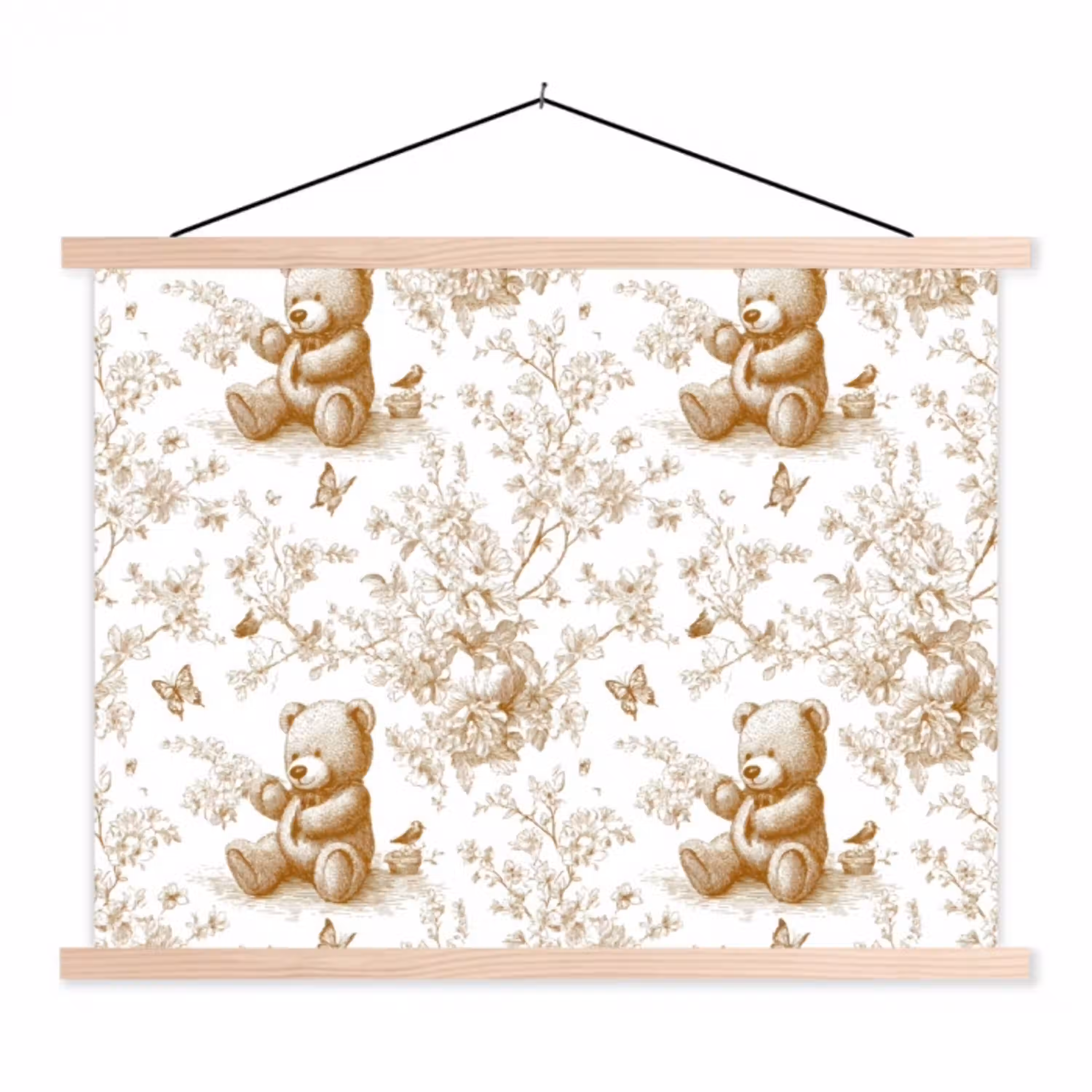 Beer - Tijdloos - Bruin textielposter latten blank klein 122 -3d