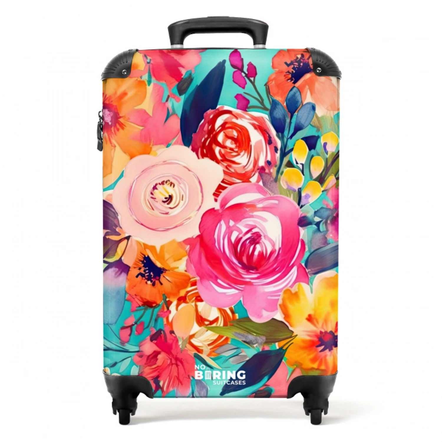 Bloemen - Olieverf - Kleurrijk - Natuur NBS - Handbagage koffer - Unisex middel -productfoto_recht