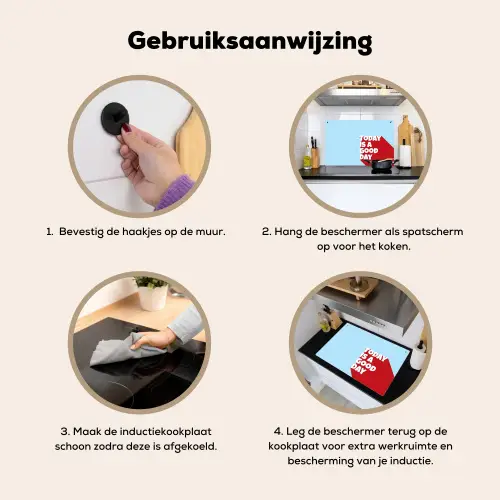 Today is a good day - Rood - lichtblauw Inductie beschemer met haakjes klein -ky-gebruik-nl