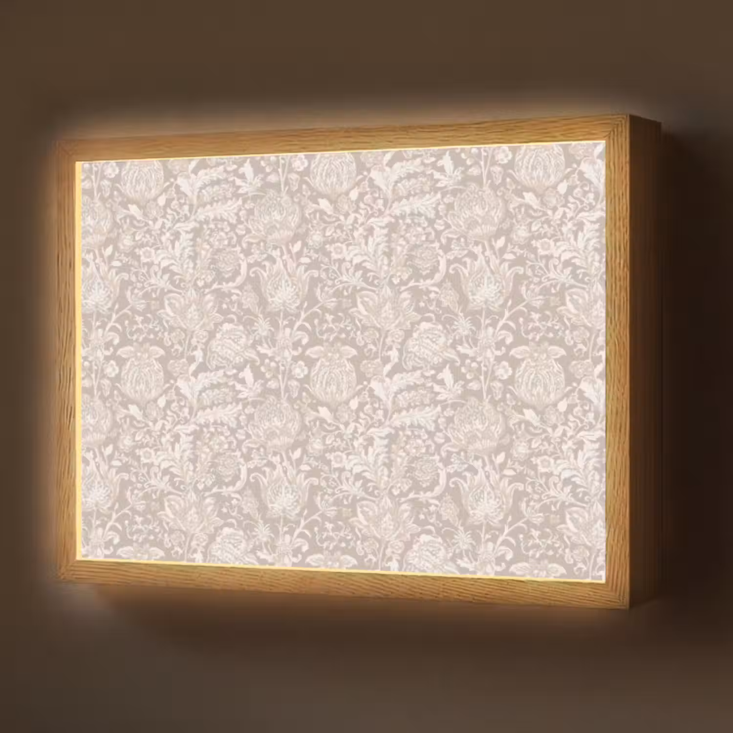 Lightbox - Wandlamp - Bloemenprint - Grijs - Crème