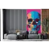 Neon - Blauw - Pop-art - Schedel fotobehang vinyl groot -bank