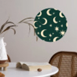 Manen - Sterren - Groen Wandcirkel behangsticker klein 186 -sfeer3