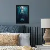 Walvis - Water - Zonnestralen - Blauw fotolijst zwart zonder passe partout klein -sfeer3
