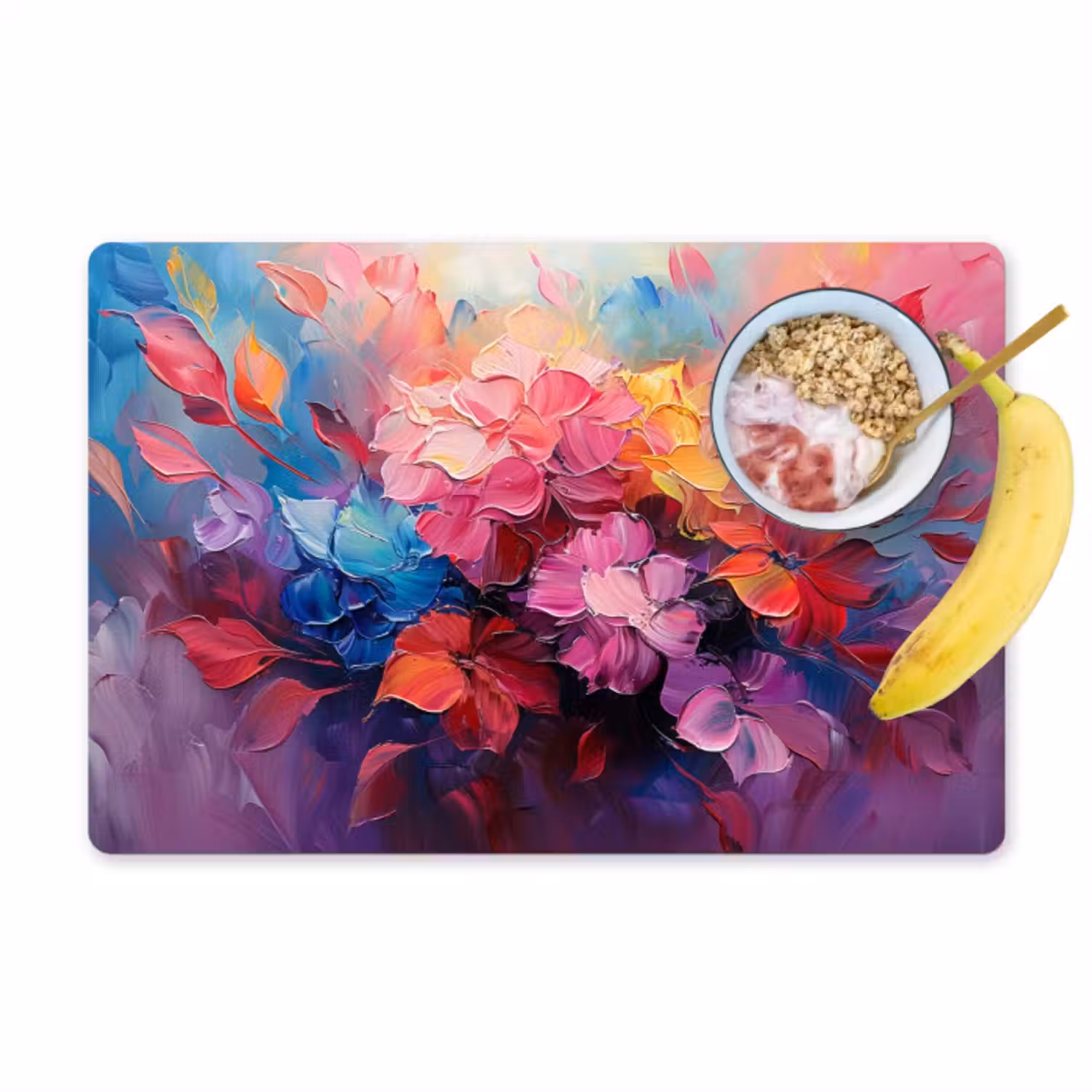 Placemat - 6 stuks - Bloemen - Verf - Abstract - Kleurrijk