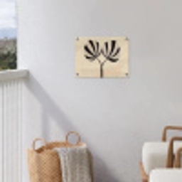 Bladeren - Gestreept - Stengel - Beige tuinposter los doek klein -sfeer8