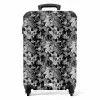 Tropisch vlinder patroon zwart wit NBS - Handbagage koffer - Kinderen Unisex middel -productfoto_recht