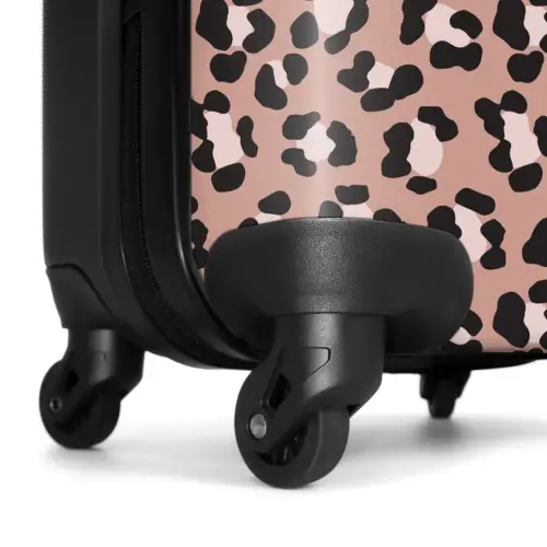 Luipaardpatroon op warm roze NBS - Handbagage koffer - Volwassenen Unisex middel -wiel