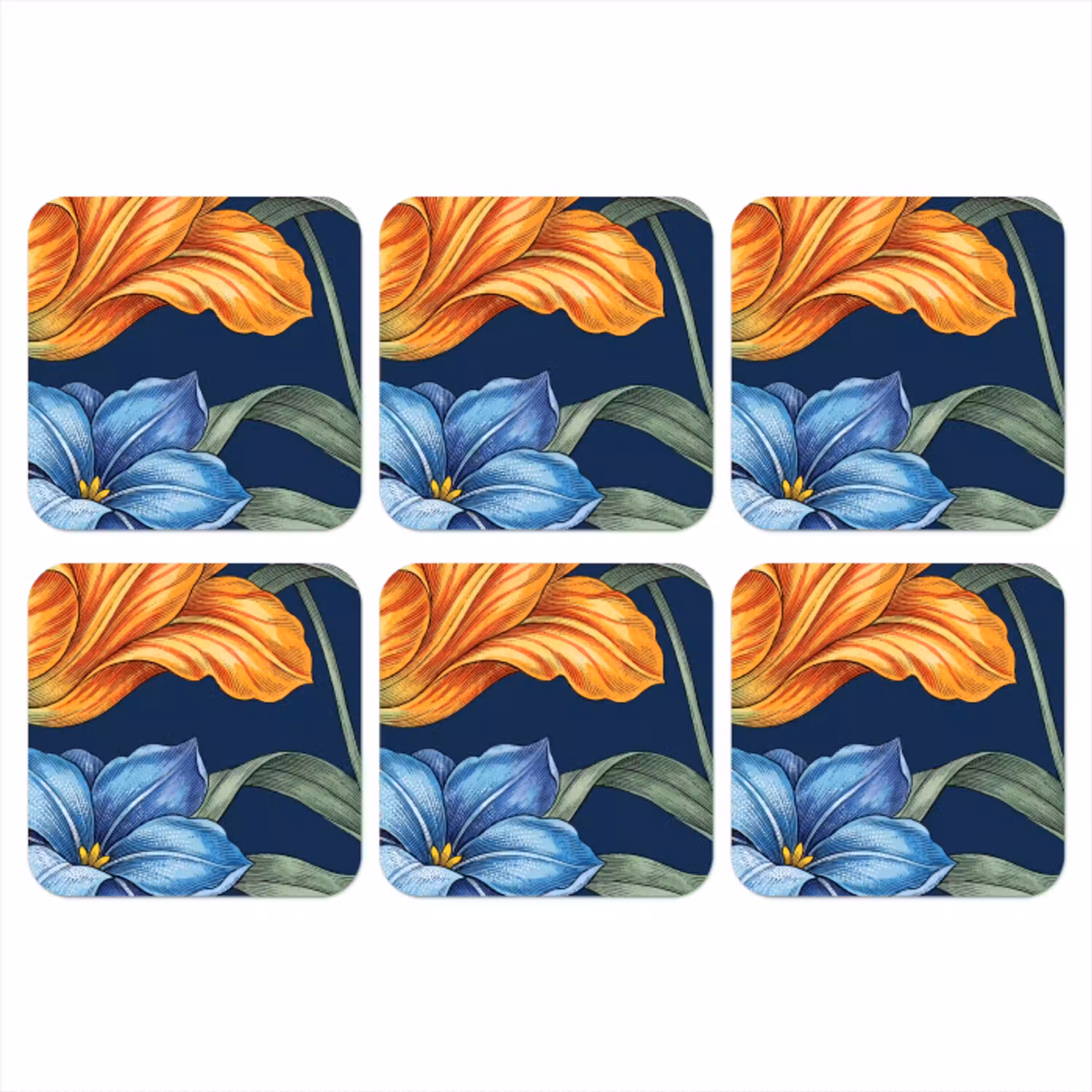 Bloemen - Botanisch - Patroon onderzetter kurk middel -3d