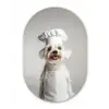 Hond - Wit - Kok Wandcirkel Ovaal Glas middel -3d