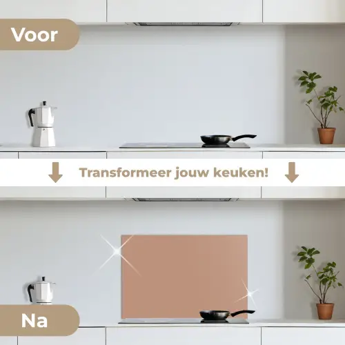 Beige - Kleur - Roze keuken achterwand spatscherm klein 900 -voor_na_NL