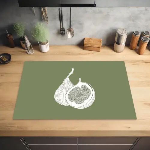 Vijgen - Minimalistisch - Getekend - Mosgroen Inductie beschermer vinyl 3mm klein -sfeer5