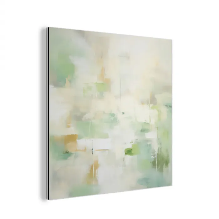 Abstract - Kunst - Wit - Groen - Modern aluminium wit klein -3d