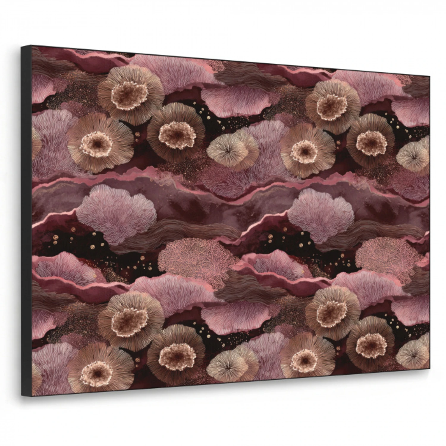 Koraal - Organisch - Roze Textielframe zwart klein 947 -3d