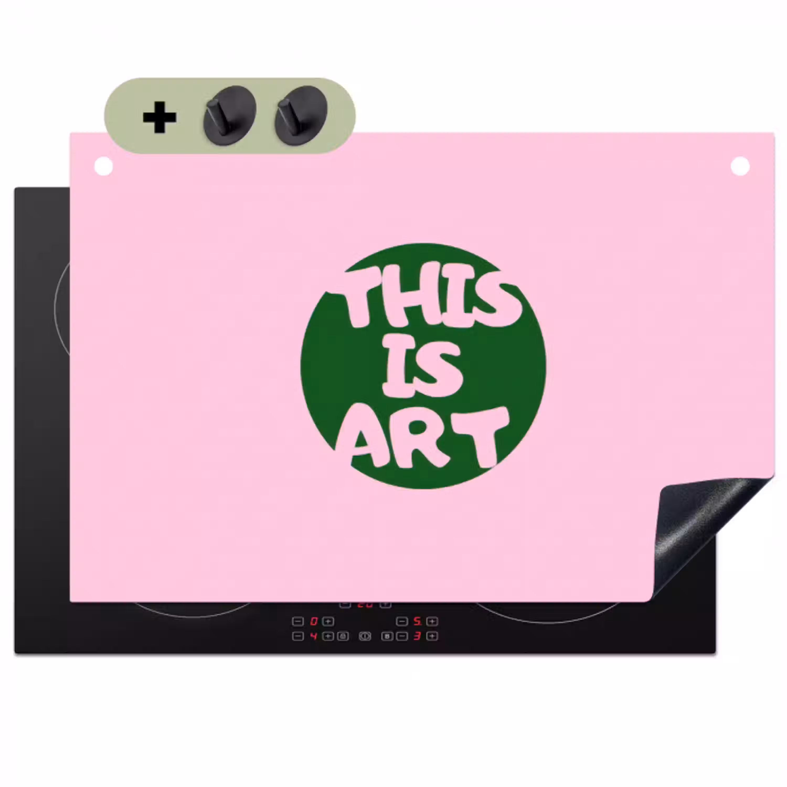 This is art - Tekst - Cirkel - Groen Inductie beschemer met haakjes klein -3d