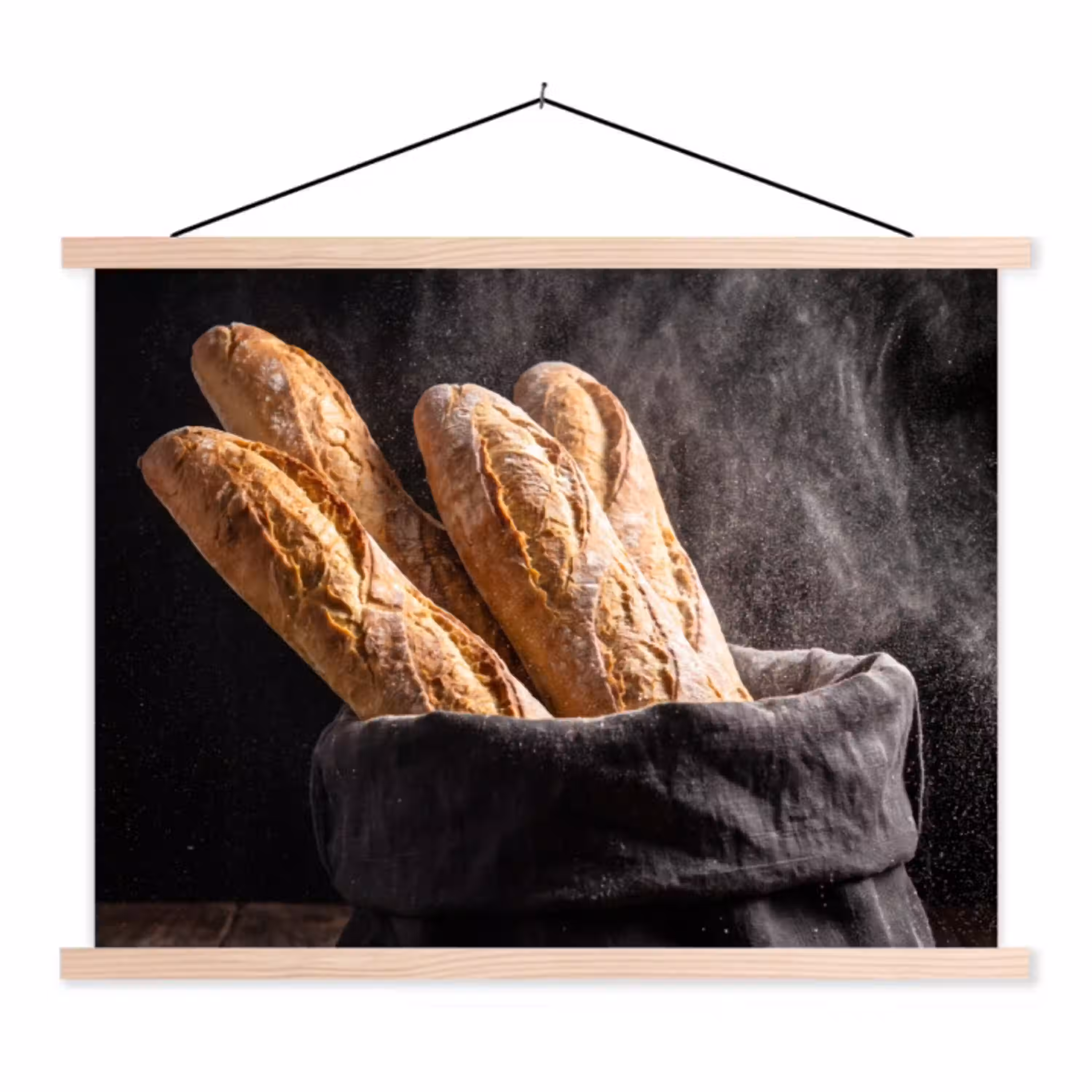 Brood - Zak - Eten textielposter latten blank klein -3d