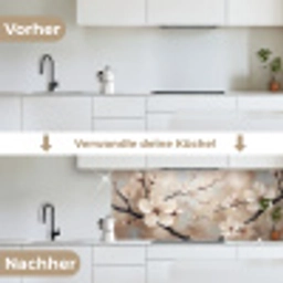 Bloesem - Takken - Schilderij - Beige - Serene keuken achterwand 2 middel -voor-na_DE