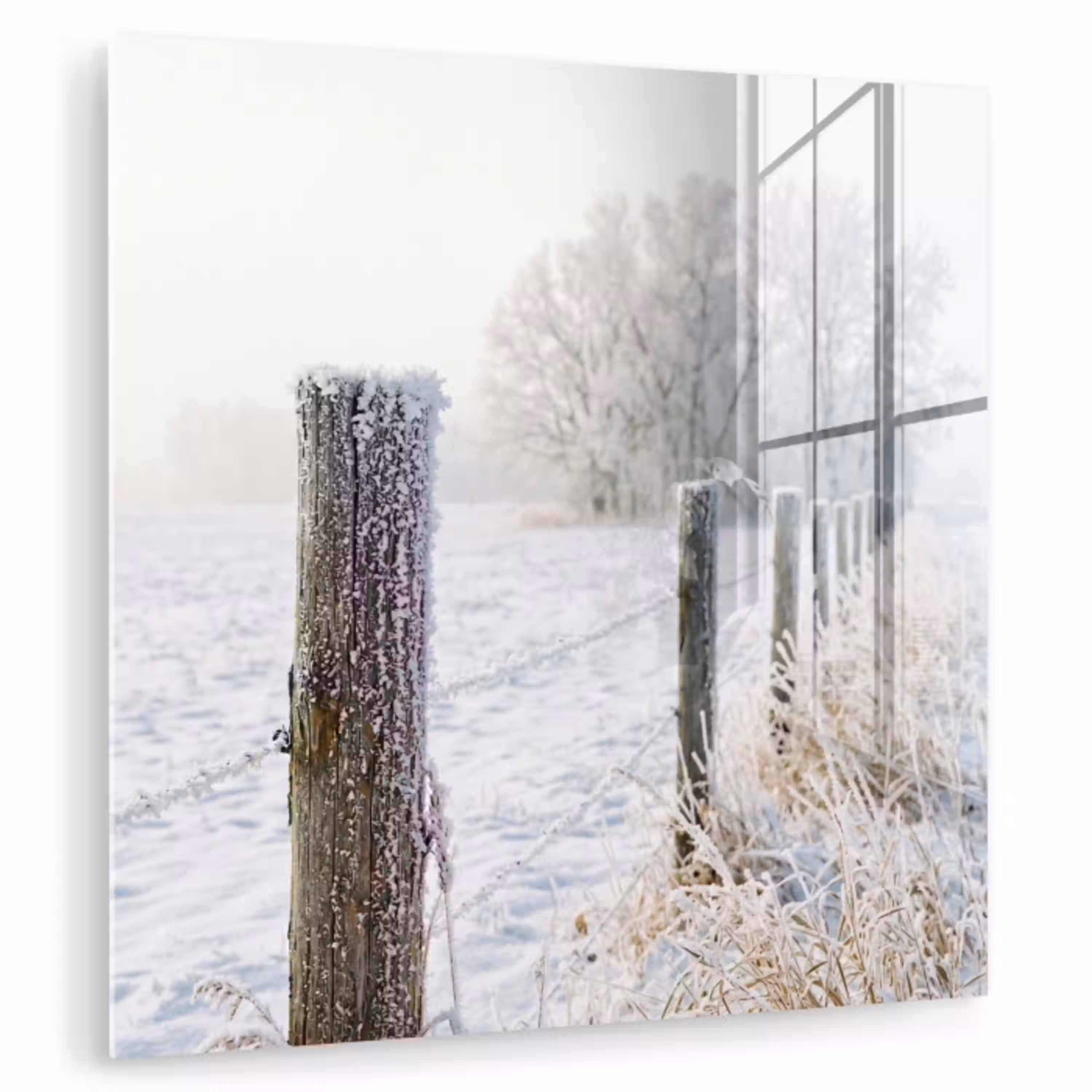 Hek - Sneeuw - Mist - Platteland - Nostalgisch plexiglas 5mm klein -zzzproduct_nieuw