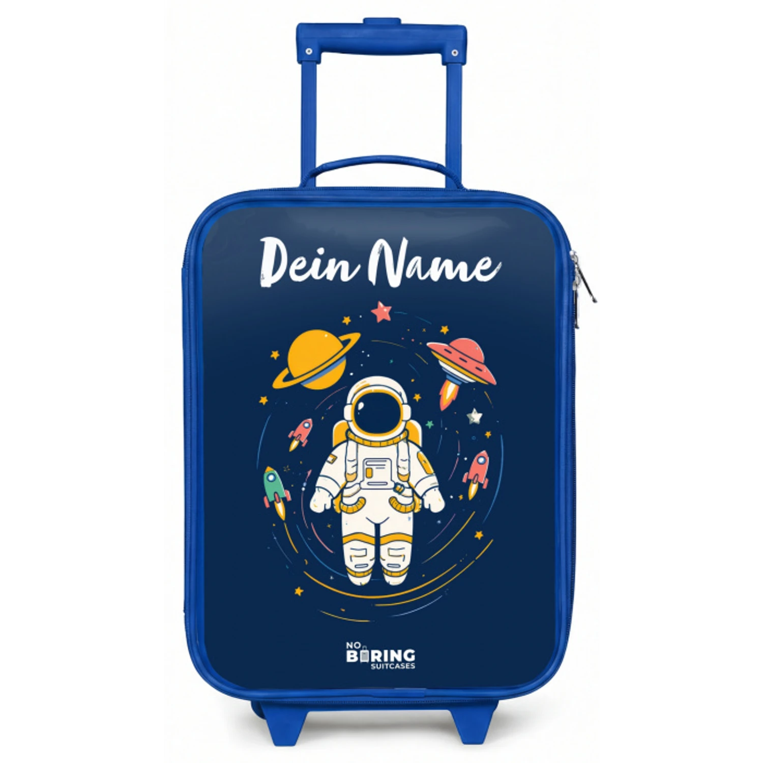 Astronaut - Planeet - Sterren - Raket Kinderkoffer - Blauw klein -zz3dotto
