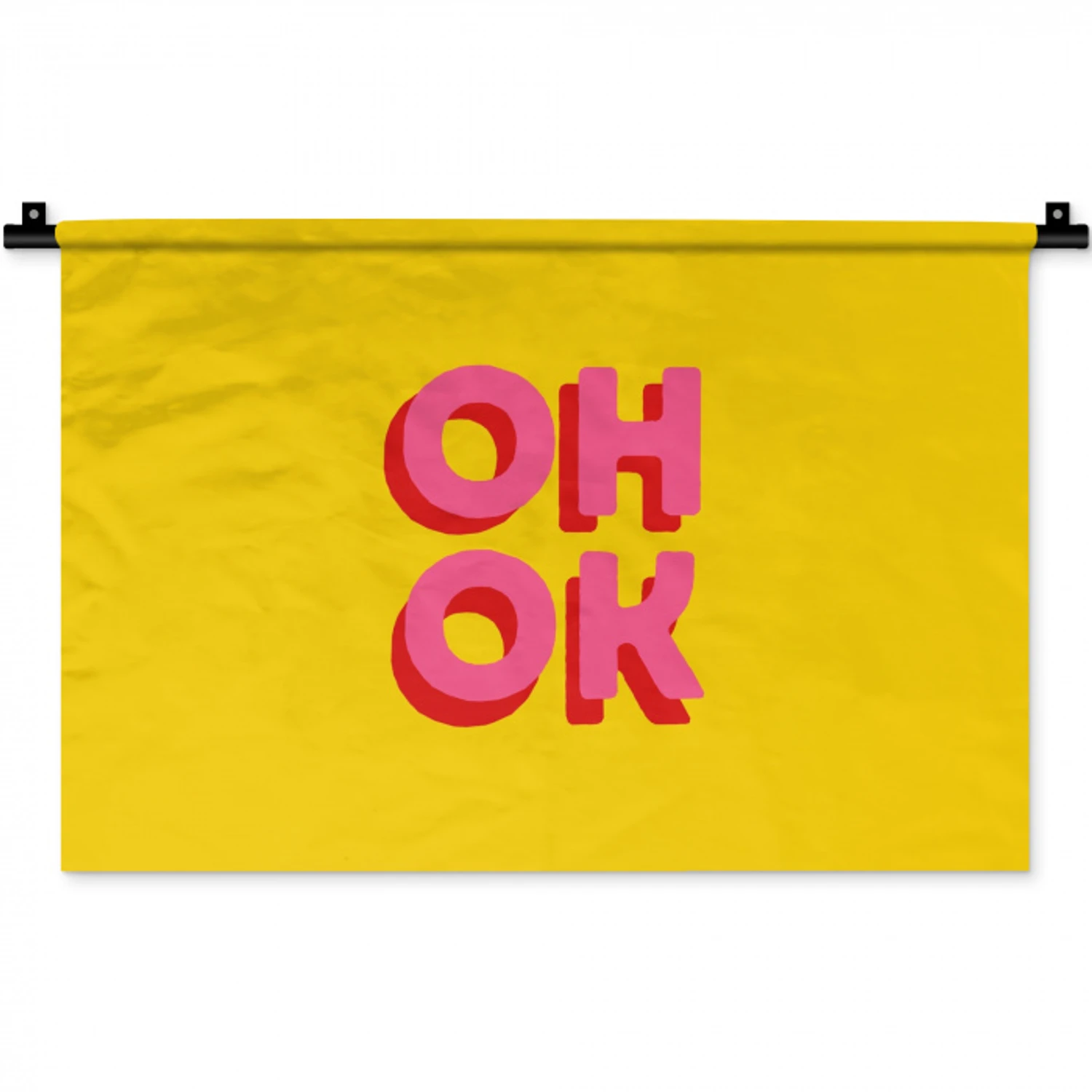 Oh ok - 3D - Geel - Roze Wandkleed katoen klein -zz3d