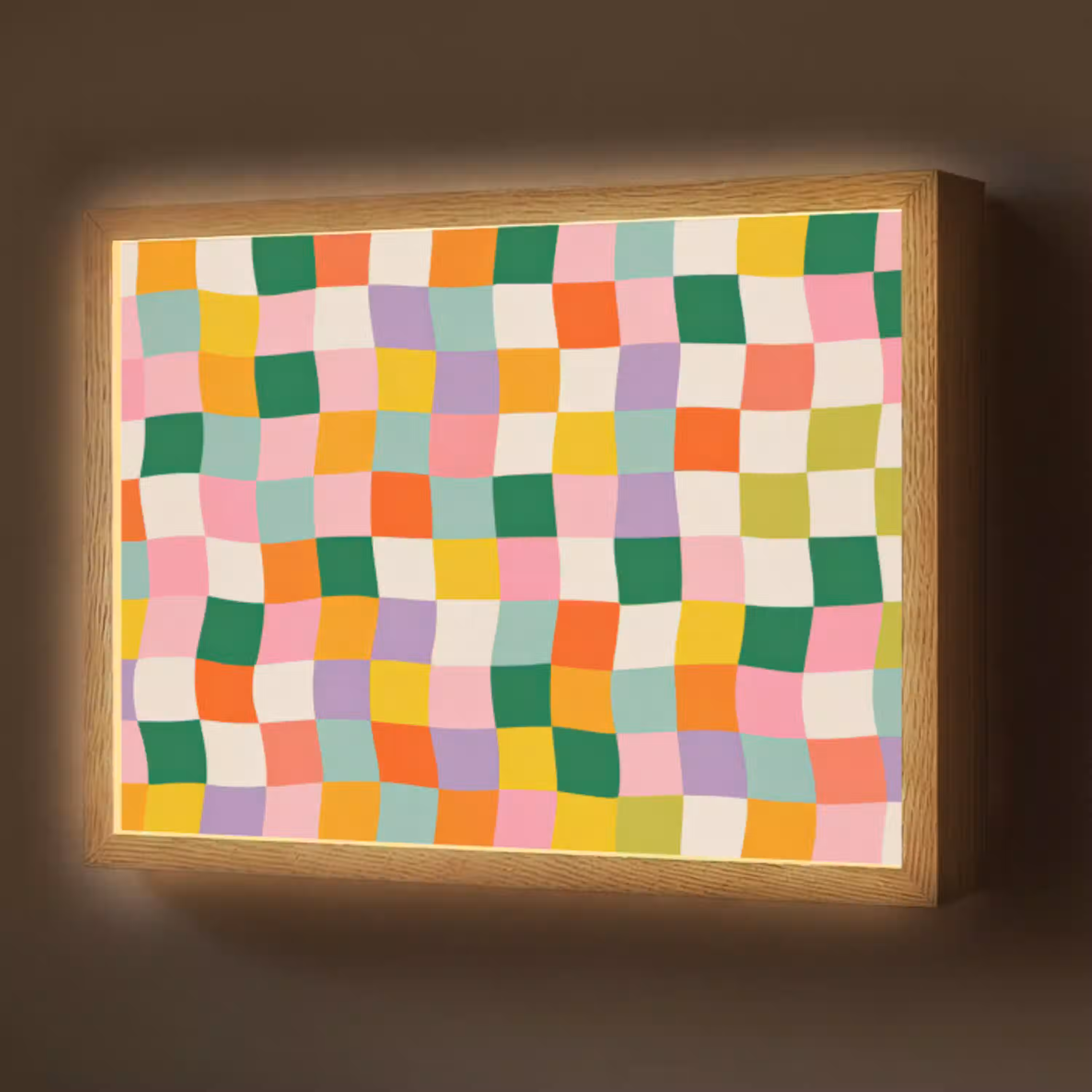 Vierkanten - Kleurrijk - Golvend Light Box met batterij (Wandlamp) middel -z3d_website