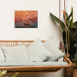 Zee - Boot - Wolken - Oranje tuinposter los doek klein -sfeer7