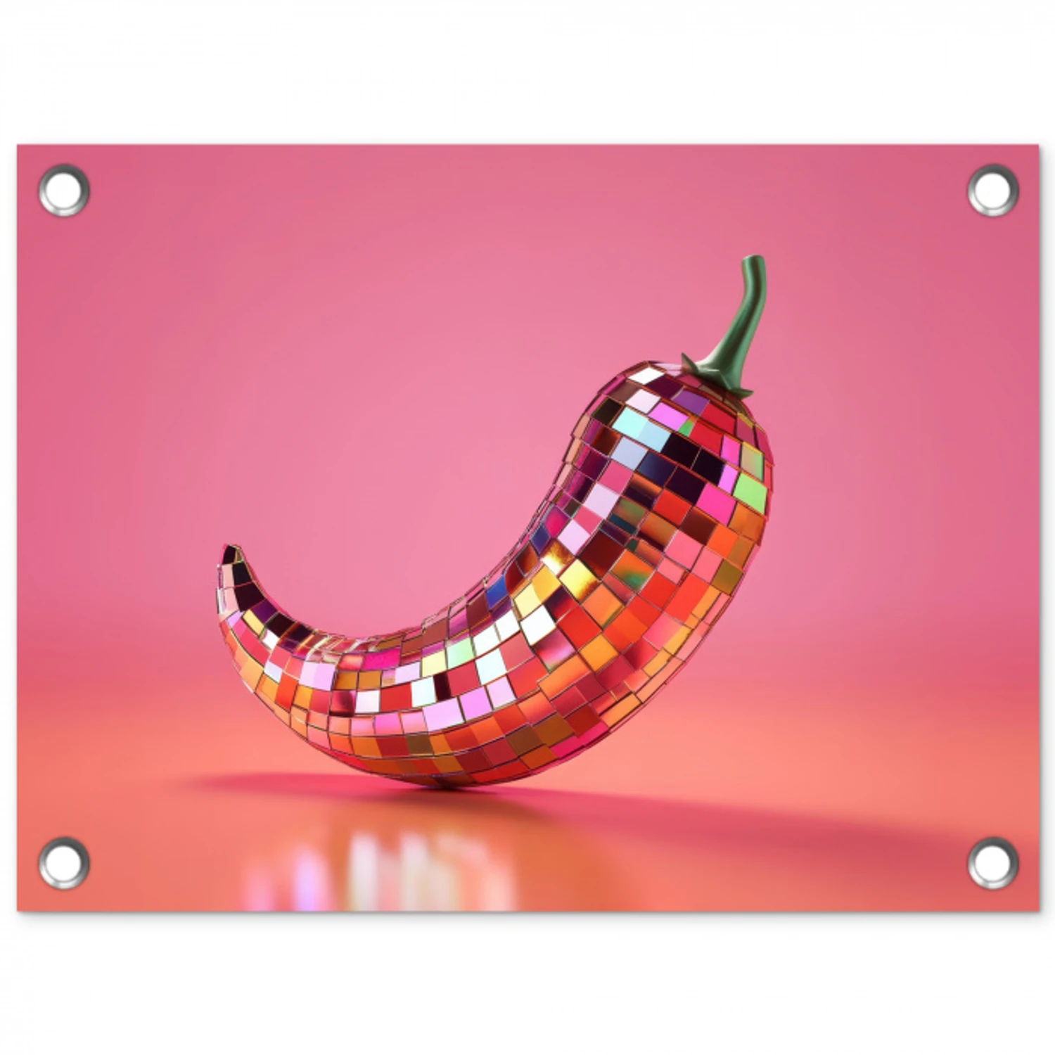 Peper - Disco - Rood - Glitter tuinposter los doek klein -3d