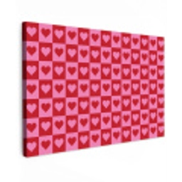 Rood - Roze - Schaakbord - Valentijn Tuinposter op houten frame 2 cm dik klein -3d