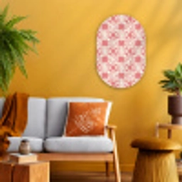 Roze - Bloemenmotief - Wit - Modern Wandcirkel Ovaal Forex klein 630 -sfeer4