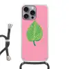 Illustratie - Blad - Minimalistisch - Groen Hoesje iPhone 16 Pro Max met koord klein -3d