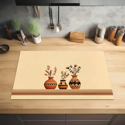 Vazen - Bloemen - Bladeren - Minimalistisch Inductie beschermer vinyl 3mm klein -sfeer5