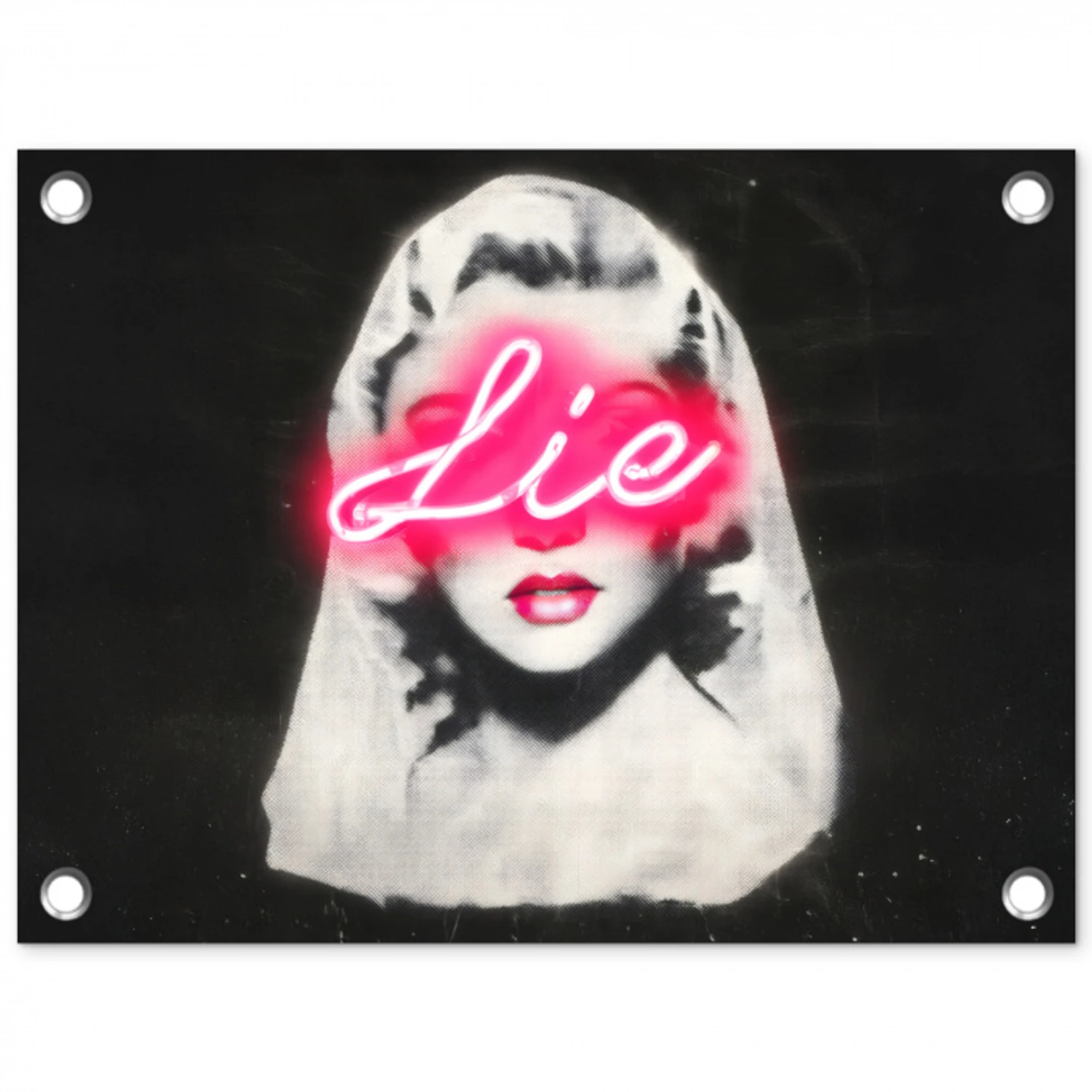 Neon - Letters - Vintage - Vrouw tuinposter los doek klein -3d