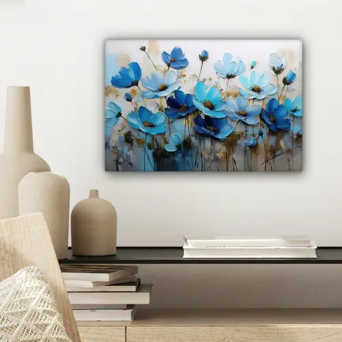 Bloemen - Schilderij - Blauw canvas 2cm klein -sfeer6