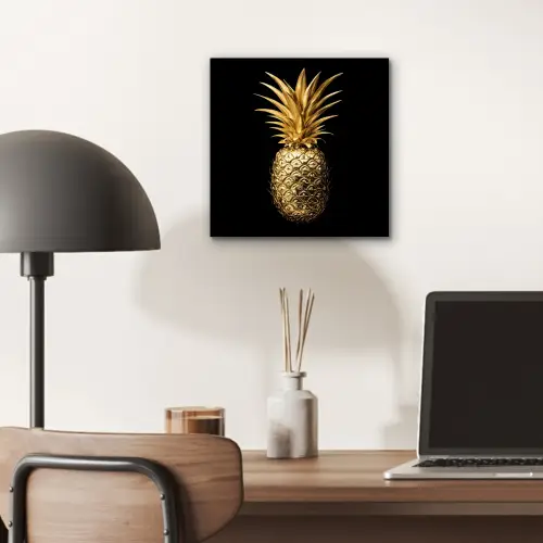 Ananas - Zwart - Goud - Luxe aluminium wit klein -sfeer5