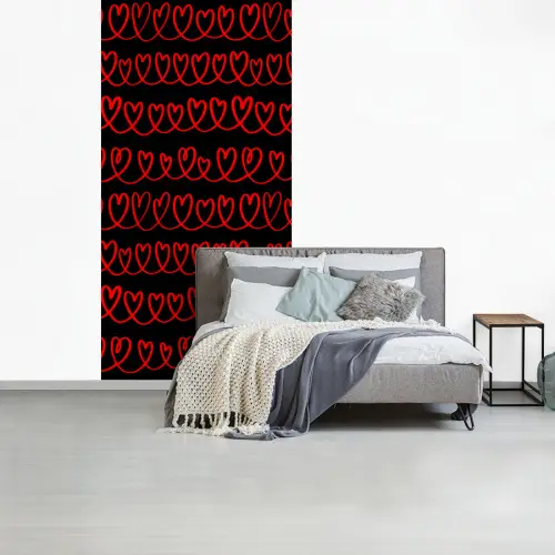 Verweven - Harten - Zwart - Rood fotobehang vinyl groot 64 -slaapkamer