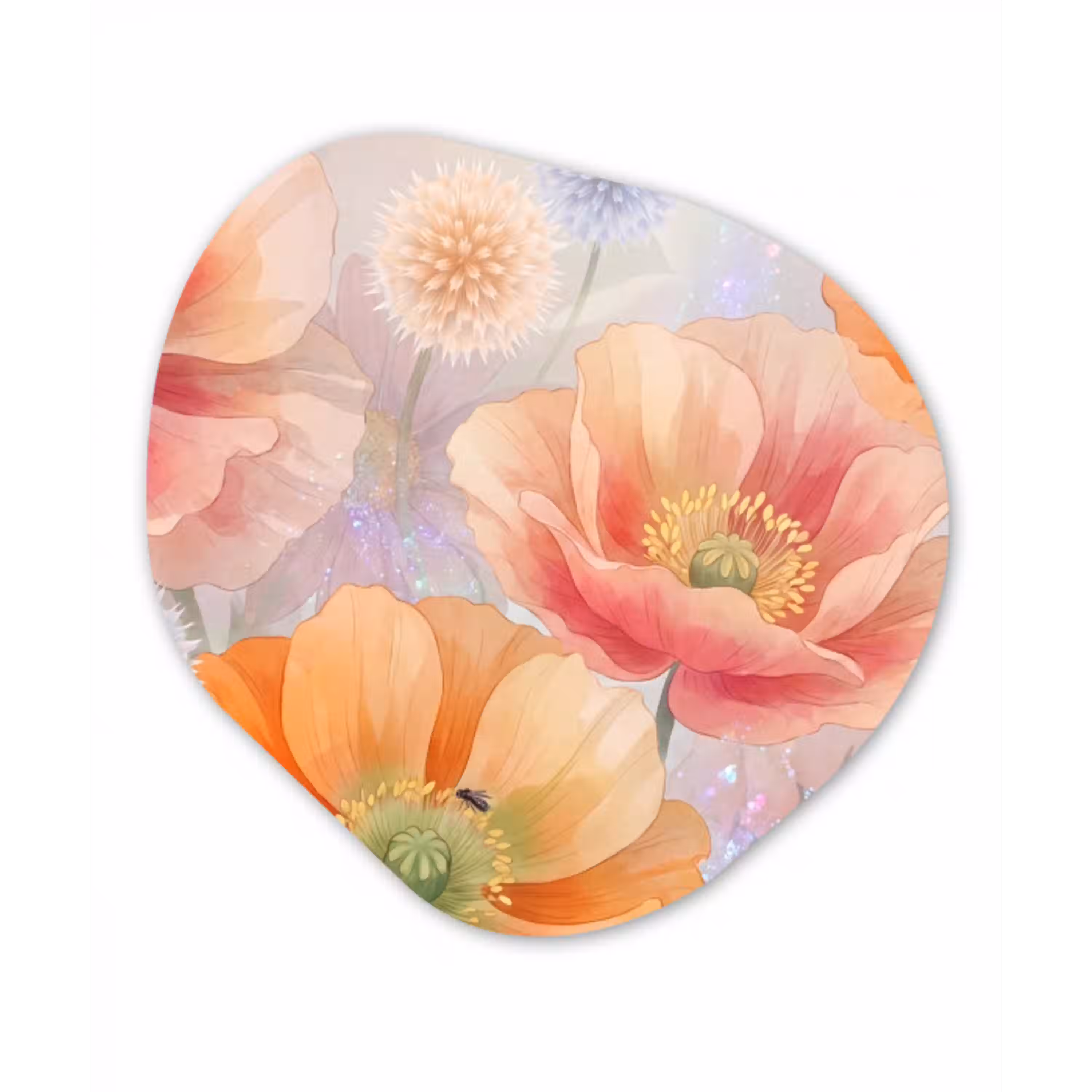 Bloemen - Aquarel - Natuur - Modern - Kleurrijk Wandcirkel Organisch Aluminium middel -3d