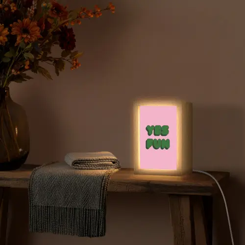 Yes fun - Groen - Roze Light Box met kabel (Tafellamp) klein -sfeer4