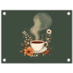 Kop - Bloemen - Groen - Koffie tuinposter los doek klein -3d